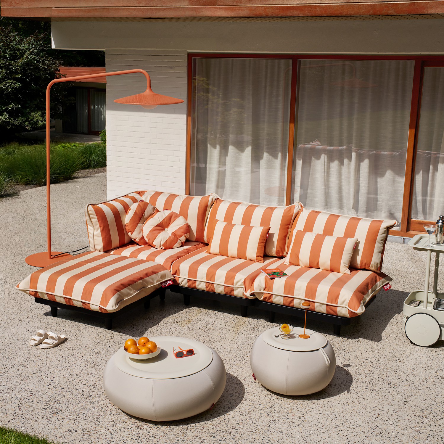 fatboy Paletti Set Large Orange Creme Meble wypoczynkowe lewostronne