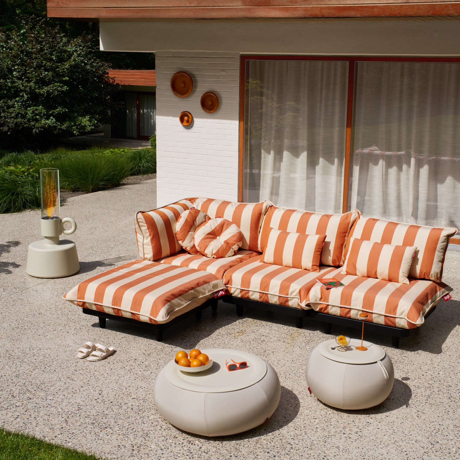 fatboy Paletti Set Large Orange Creme Meble wypoczynkowe lewostronne