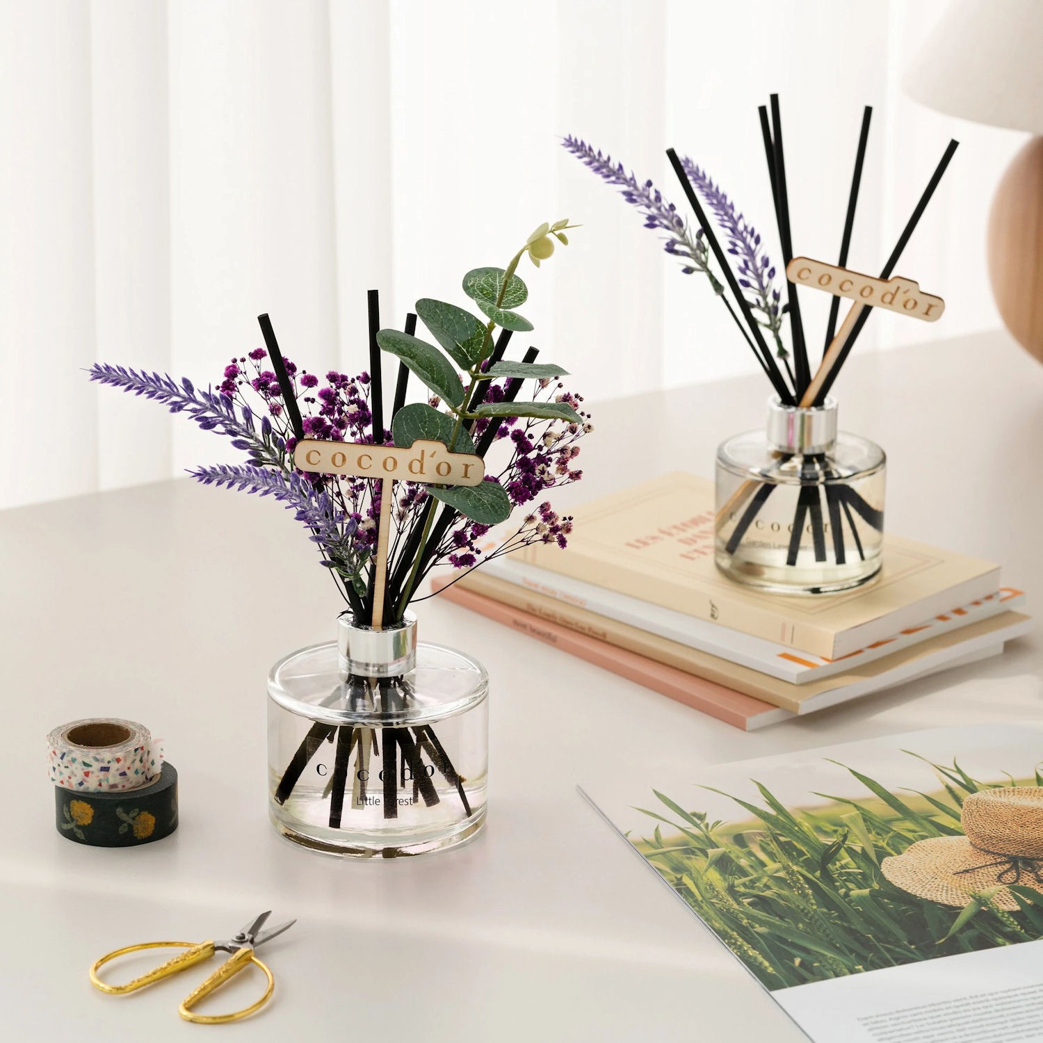 Cocodor Garden Lavender dyfuzor zapachowy z patyczkami i prawdziwymi kwiatami