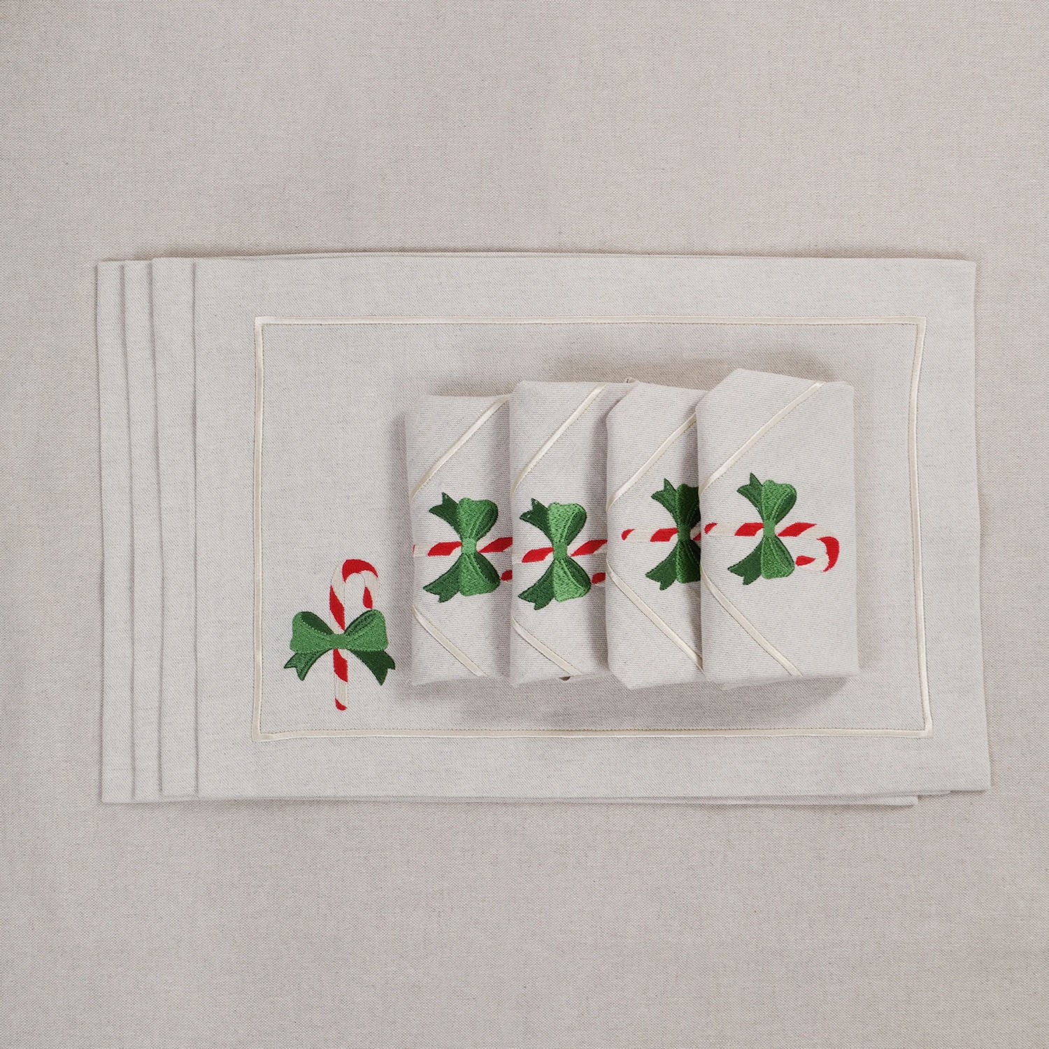 Roseberry Home Mistletoe Candy Cane Mirha serwetki, 4 sztuki