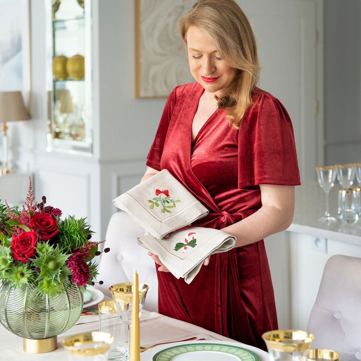 Roseberry Home Mistletoe Mirha serwetki, 4 sztuki