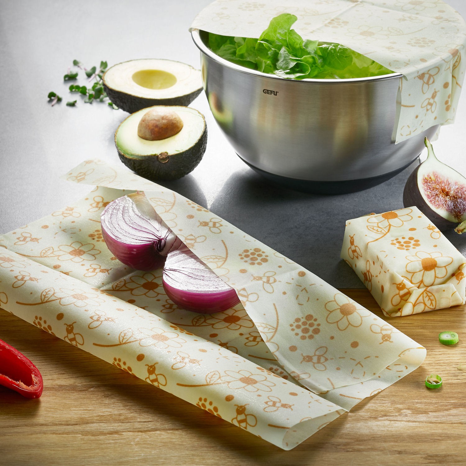 GEFU BEEWAYS zestaw 3 owijek z woskiem pszczelim