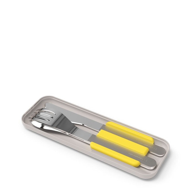 Zestaw sztućców podróżnych Monbento SlimBox Yellow stal