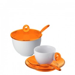Guzzini Art & Cafe fili�anki espresso 2 szt i cukiernica, pomara�czowe