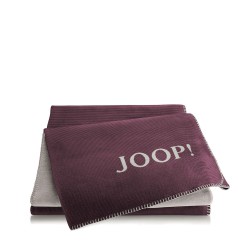 JOOP! Melange Bordeaux-Grey dwustronny koc baweniano-akrylowy