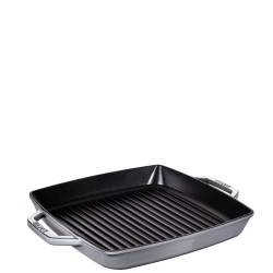 Staub STAUB Kwadratowa patelnia eliwna grillowa z dwoma uchwytami