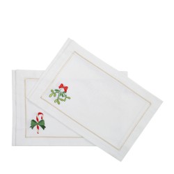 Roseberry Home Candy Cane & Mistletoe Panama podkadki, 4 sztuki