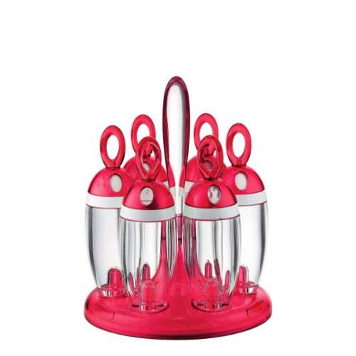 Guzzini Latina obrotowy stojak z pojemnikami, czerwony