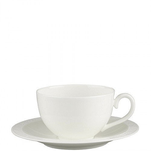 Villeroy & Boch White Pearl filiżanka śniadaniowa ze spodkiem