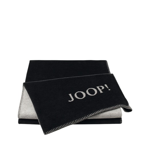 JOOP! Melange Antrazit-Silver dwustronny koc baweniano-akrylowy