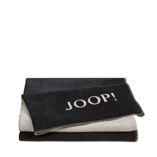 JOOP! Doubleface Uni Antrazit dwustronny koc baweniano-akrylowy