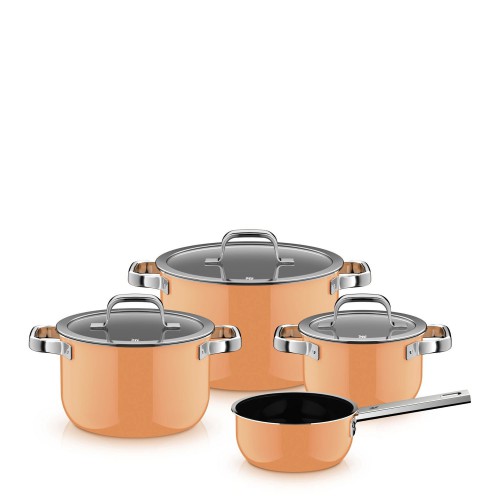 WMF Fusiontec Mineral Pro Zestaw garnków 4 cz., kolor pomarańczowy