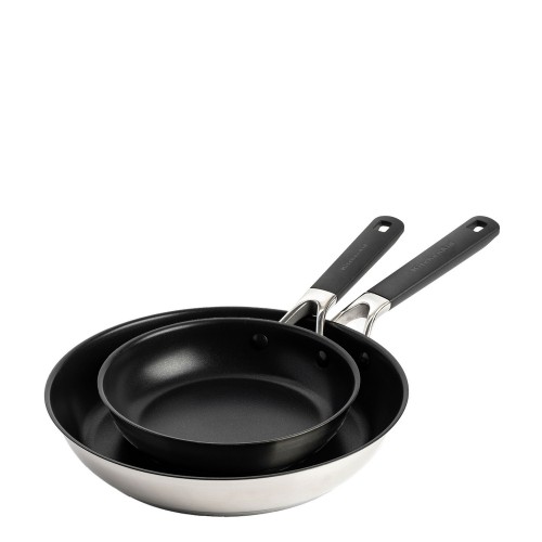 KitchenAid Classic Stainless Steel Patelnie 3-warstwowe z powłoką, zestaw 2 szt.