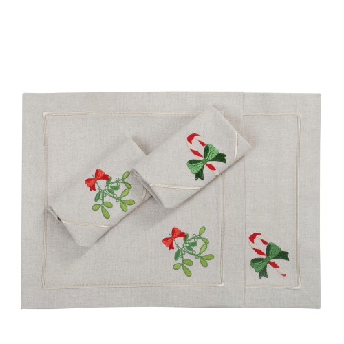 Roseberry Home Mistletoe Candy Cane & Mistletoe Mirha serwetki, 4 sztuki