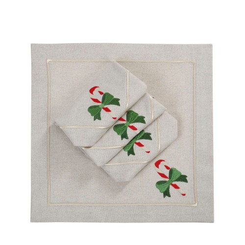 Roseberry Home Mistletoe Candy Cane Mirha serwetki, 4 sztuki