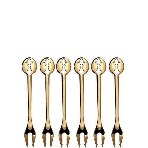 Casa Bugatti Kiss Gold Zestaw 6 widelczyków do ciasta