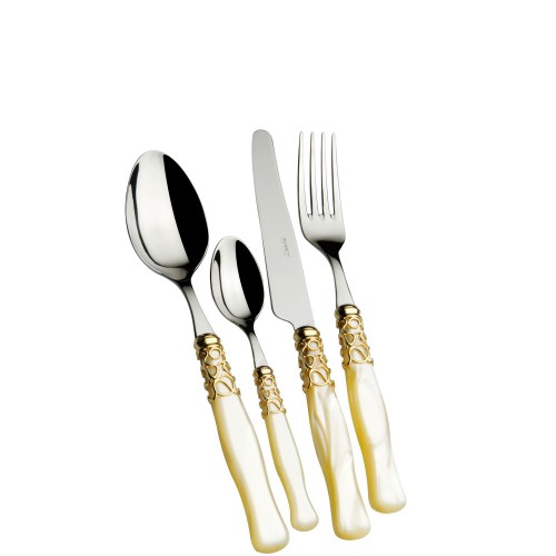 Casa Bugatti SELENE Gold Ivory zestaw obiadowy 24 elementy